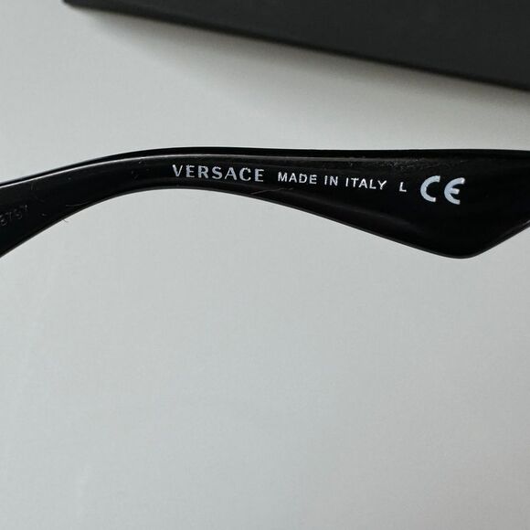 Versace 0VE4395 59MM Black Geometric Gold Trim Oversized Sunglasses Italian NEW